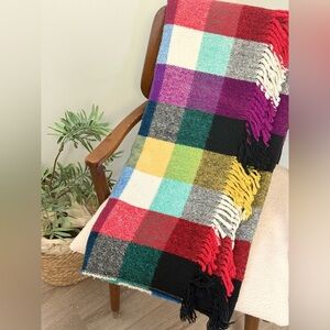 Vtg. Retro IKEA Checked Multicolour Blanket made in ITALY Cottagecore Cabincore